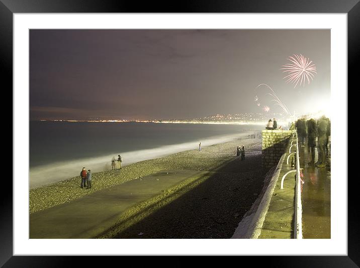 2009 - 2010 New Years Eve fireworks in Nice Framed Mounted Print by Ian Middleton