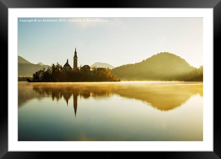 Morning light at Lake Bled Framed Mounted Print by Ian Middleton
