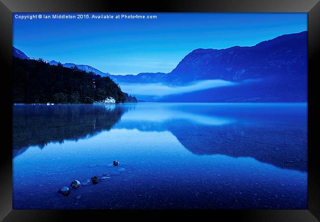 Dawn at Lake Bohinj in Slovenia Framed Print by Ian Middleton