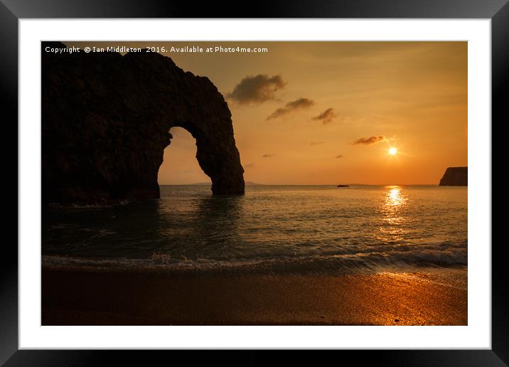 Sunset at Durdle Door Framed Mounted Print by Ian Middleton