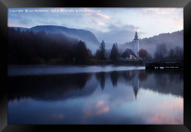 Morning at Lake Bohinj in Slovenia Framed Print by Ian Middleton