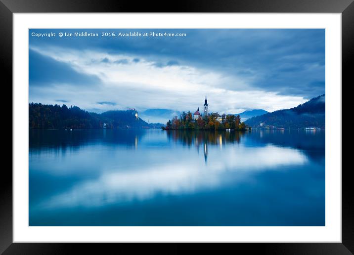 Autumn dusk at Lake Bled Framed Mounted Print by Ian Middleton