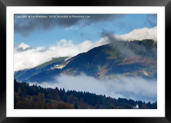 View across to Saint Catherine's Church near Bled Framed Mounted Print by Ian Middleton