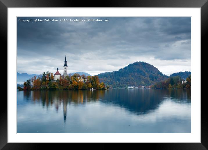Autumn colours at Lake Bled Framed Mounted Print by Ian Middleton