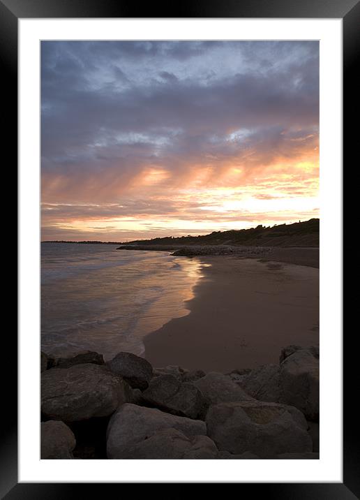 Highcliffe Beach at sunset Framed Mounted Print by Ian Middleton