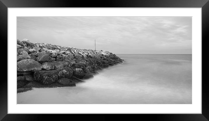 Highcliffe Beach in Dorset in Black and White Framed Mounted Print by Ian Middleton