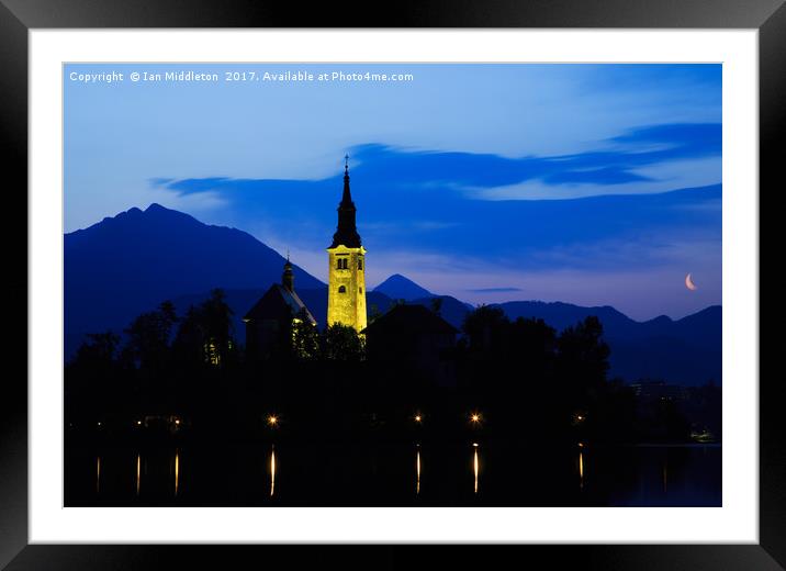 Dawn breaks over Lake Bled Framed Mounted Print by Ian Middleton