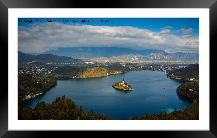 View of Lake Bled from Mala Osojnica Framed Mounted Print by Ian Middleton