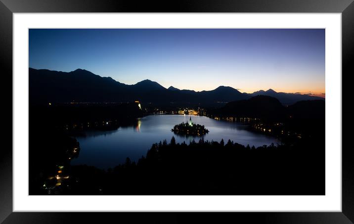 View of Lake Bled from Ojstrica at dawn Framed Mounted Print by Ian Middleton