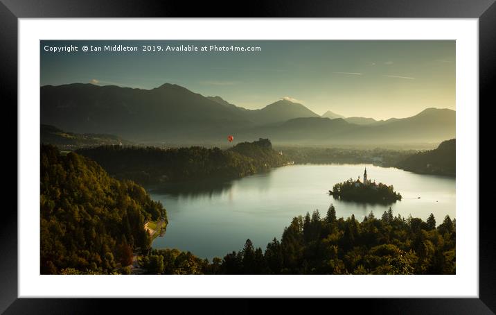 View of Lake Bled from Ojstrica Framed Mounted Print by Ian Middleton