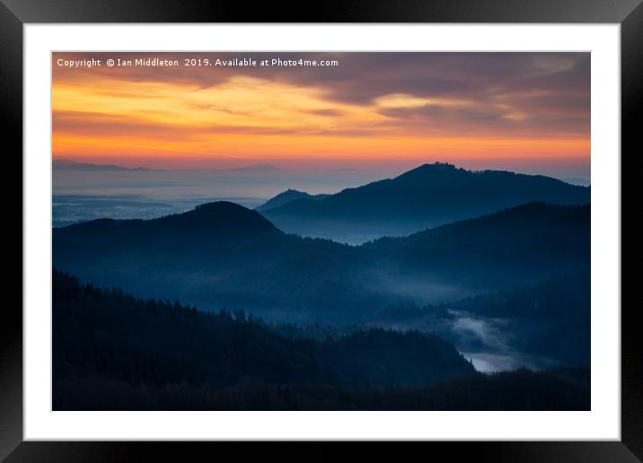 Sunrise view across to Sv Jost from the Jamnik Hil Framed Mounted Print by Ian Middleton