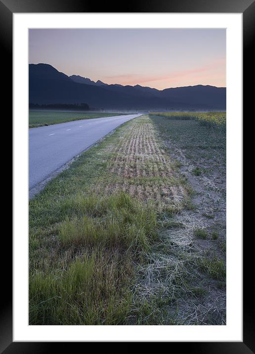 Road to the Kamnik Alps at dawn, Slovenia. Framed Mounted Print by Ian Middleton