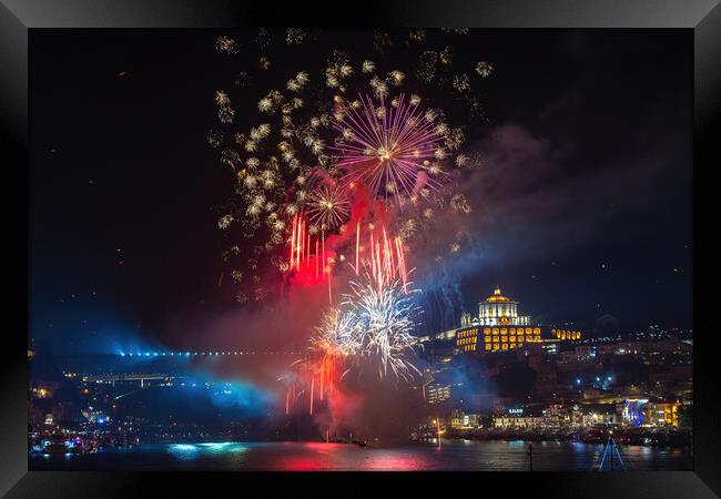 Sao-Joao fireworks in Porto-2 Framed Print by Sergey Golotvin