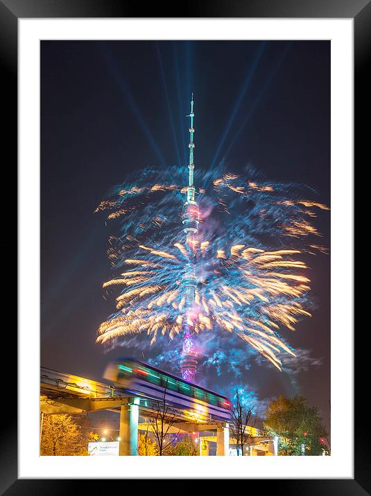  Ostankino tower fireworks Framed Mounted Print by Sergey Golotvin