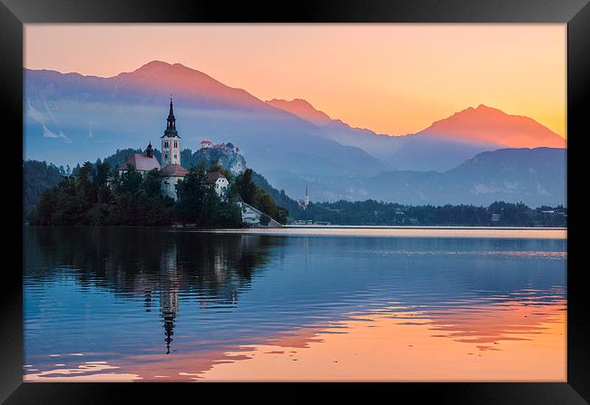  Two colors of Lake Bled Framed Print by Sergey Golotvin