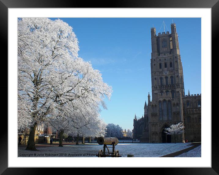 Ely Cathedral in the Snow Framed Mounted Print by Julie Robinson