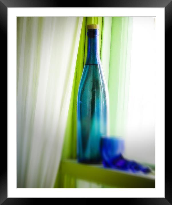 Blue bottle Framed Mounted Print by Jean-François Dupuis