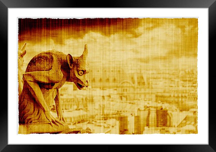 Gargoyle Framed Mounted Print by Jean-François Dupuis