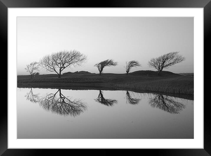 Black and White Landscape Reflection Framed Mounted Print by patrick dinneen
