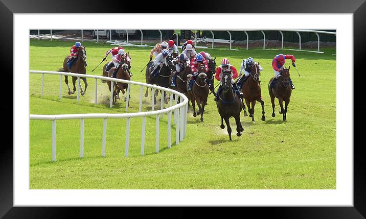 Galway Races Final Bend Framed Mounted Print by patrick dinneen