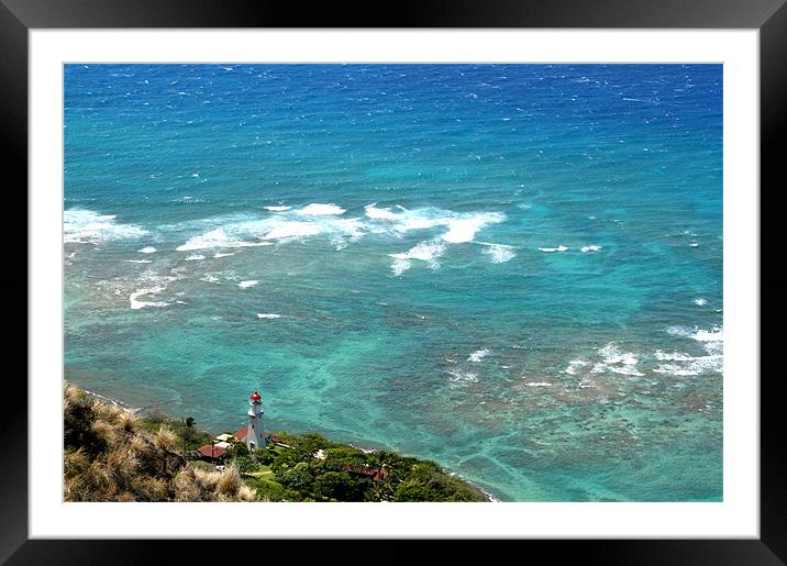 lighthouse in hawaii Framed Mounted Print by milena boeva