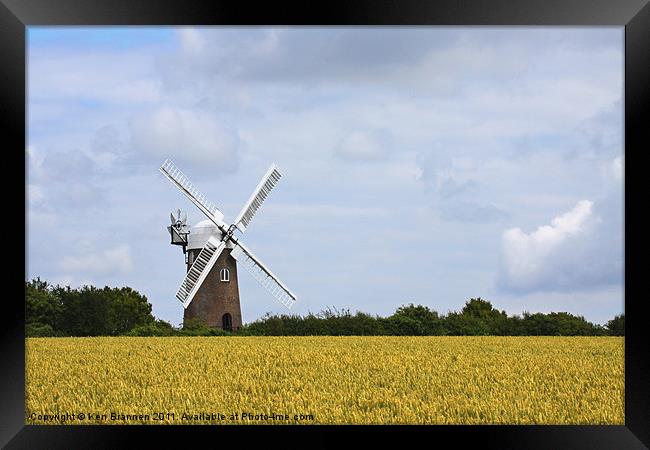Wilton Windmill and Corn field Framed Print by Oxon Images