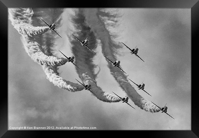 Red Arrows Black and White Framed Print by Oxon Images