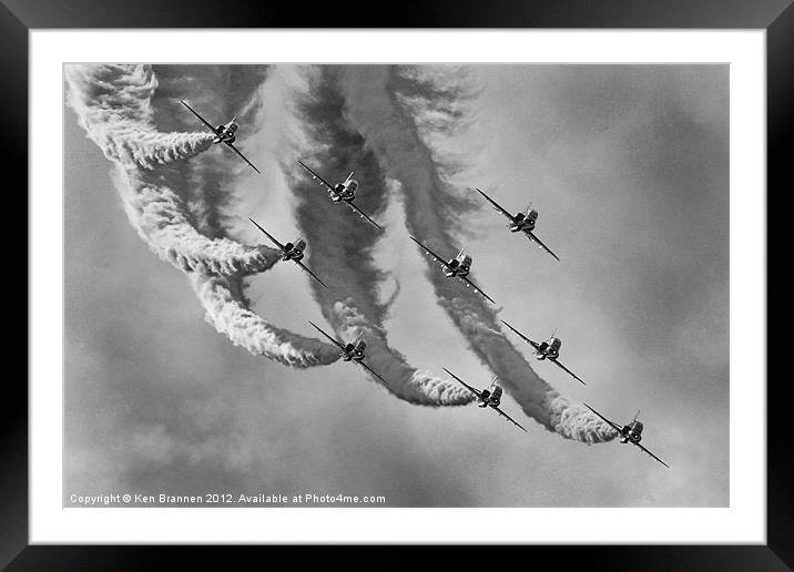 Red Arrows Black and White Framed Mounted Print by Oxon Images