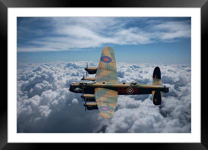 Lancaster Bomber above the clouds Framed Mounted Print by Oxon Images
