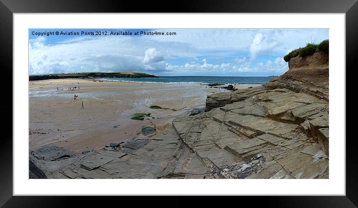 Harlyn Bay Panoramic Framed Mounted Print by Oxon Images