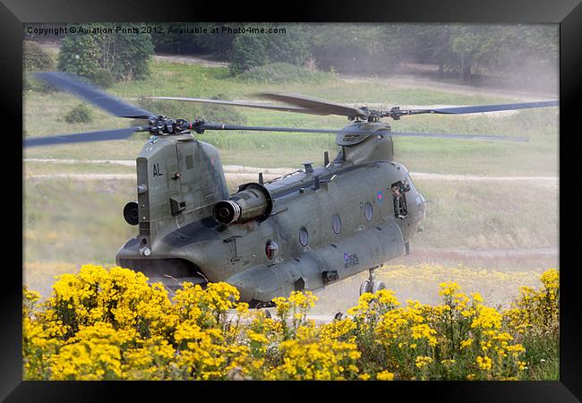 Chinook Landing in dust 2 Framed Print by Oxon Images