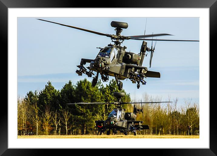 Two AH64 Apache helicopters Framed Mounted Print by Oxon Images