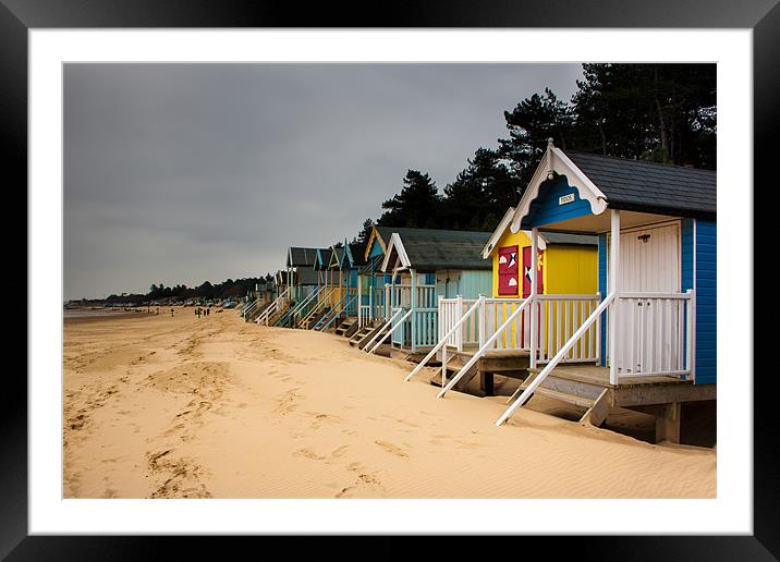 Wells Beach huts Holkham Norfolk Framed Mounted Print by Oxon Images