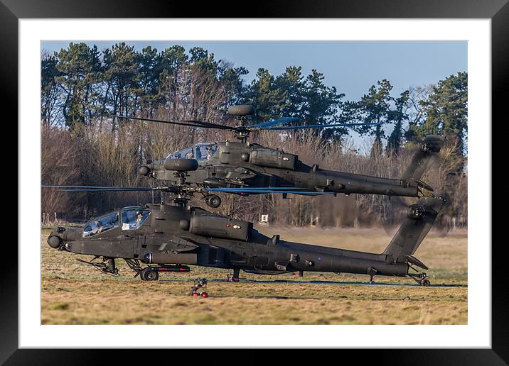 Two AH64 Apache helicopters Framed Mounted Print by Oxon Images