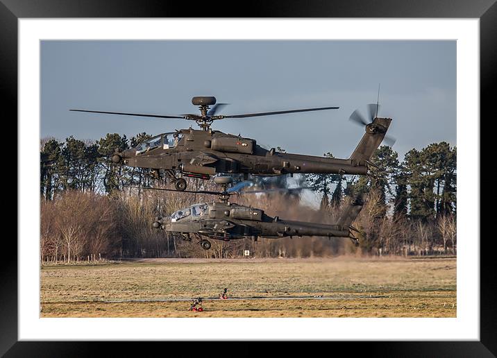 Two AH64 Apache helicopters Framed Mounted Print by Oxon Images