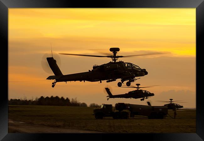 Three AH64 Apache at Sunset Framed Print by Oxon Images