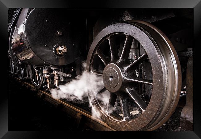 Steel Wheel and Steam valves Framed Print by Oxon Images