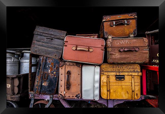 Suitcases in Rail Station Framed Print by Oxon Images