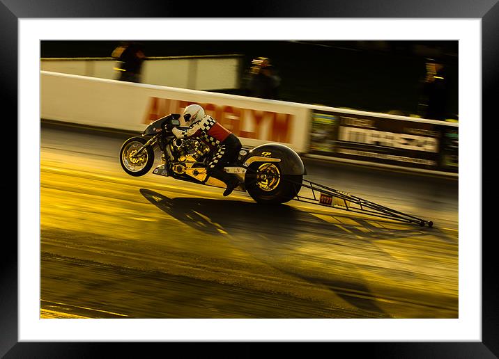 Drag bike at sunset Framed Mounted Print by Oxon Images