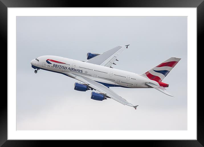 British Airways Airbus A380 Framed Mounted Print by Oxon Images