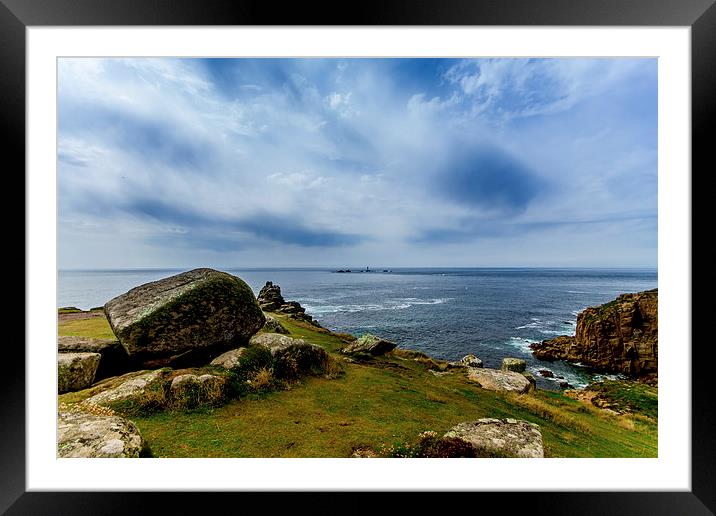 Lands End sea view Framed Mounted Print by Oxon Images
