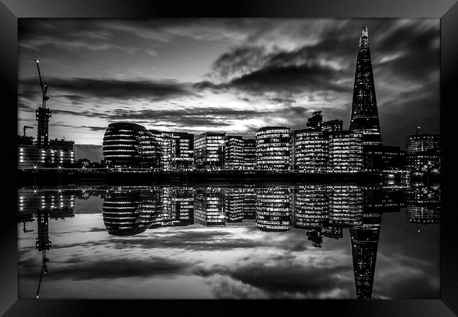 Shard Black and White reflection Framed Print by Oxon Images