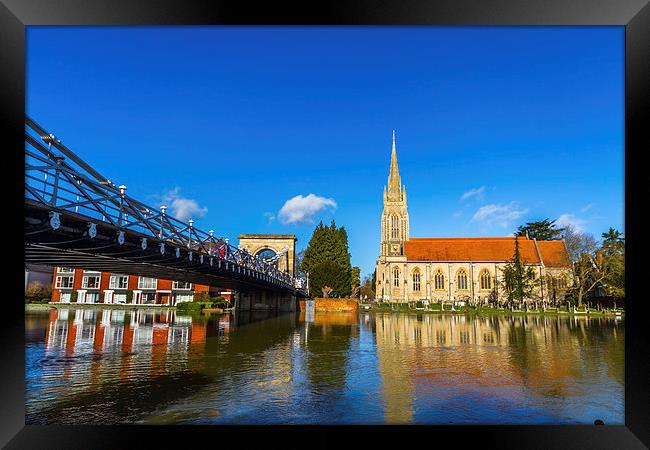 Marlow Bridge and Church Framed Print by Oxon Images