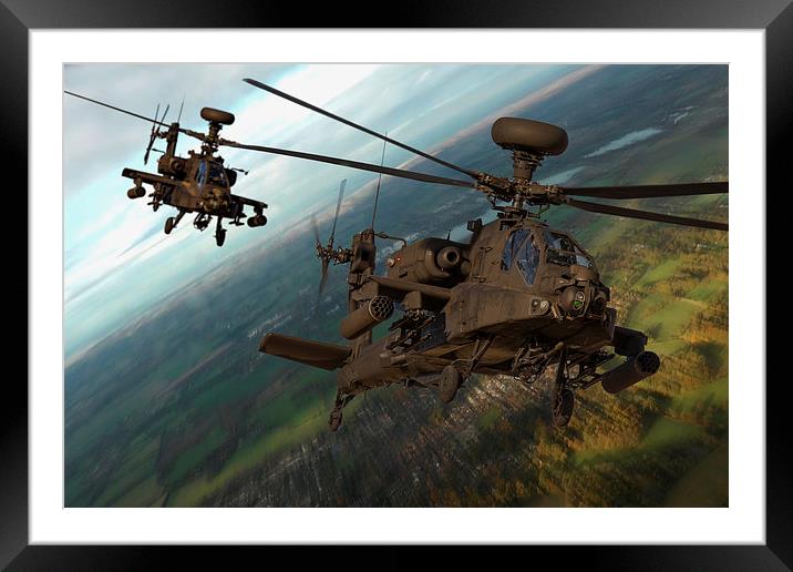AH64 AAC Apache in flight Framed Mounted Print by Oxon Images