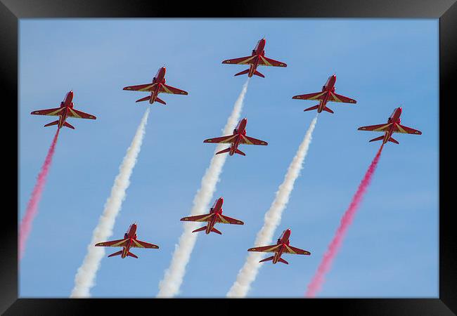 Red Arrows formation Framed Print by Oxon Images