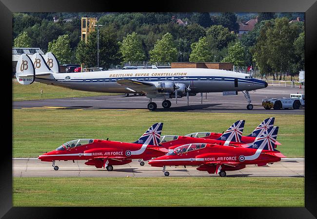 Red Arrows and Super Constellation Framed Print by Oxon Images
