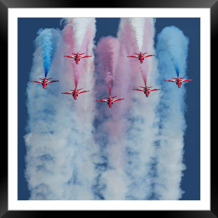 Red Arrows Duxford Framed Mounted Print by Oxon Images