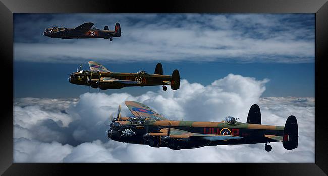 Three BBMF Lancaster Bombers Framed Print by Oxon Images