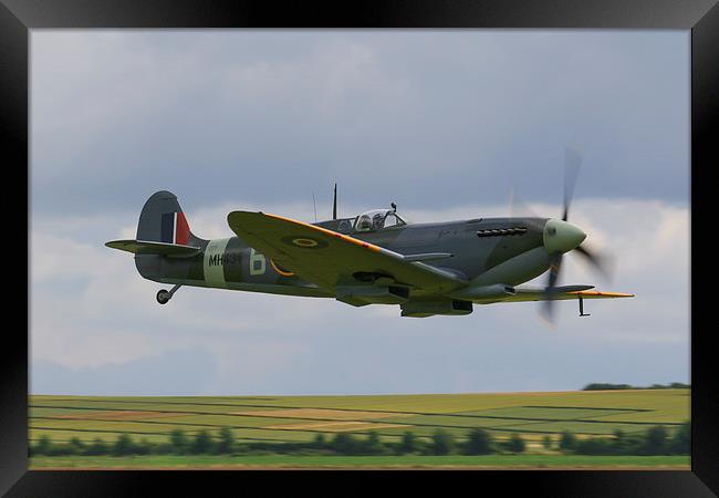  Low Spitfire at Duxford Framed Print by Oxon Images