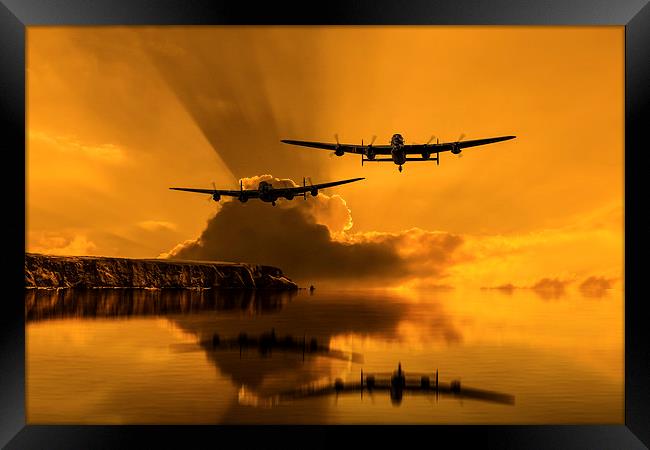  Lancasters and Sun Rays Framed Print by Oxon Images